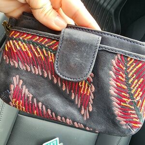 Fossil Black Wallet with Red and Yellow Embroidery